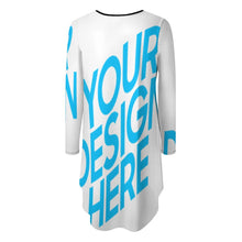 Cargar imagen en el visor de la galería, Vestido cuello redondo dobladillo irregular manga larga para mujer NZ013 Personalizado con Impresión Completa de una imagen con Foto Logo Patrón Texto