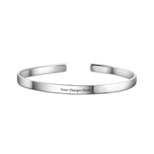 Cargar imagen en el visor de la galería, Brazalete / Pulsera Abierta de Plata 925 / Cobre chapado en Oro / Oro Rosa para Mujer Hombre S0046 Grabado Personalizado con Texto Nombre