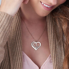 Cargar imagen en el visor de la galería, Collar de Corazón Entrelazados con Circonitas Cúbicas para Mujer de Plata 925 / Cobre Chapado de Oro X0075 Grabado Personalizado con Texto Nombre