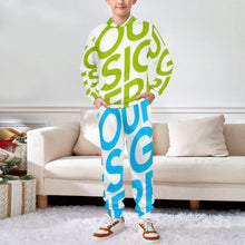 Cargar imagen en el visor de la galería, Conjunto de sudadera de 2 piezas A5TZ para niños y niñas con sudadera con capucha y pantalones deportivos personalizado con patrón foto texto