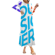 Cargar imagen en el visor de la galería, Vestido Manga Larga de Moda con Volantes Cuello Redondo para mujer NZ2202048 Personalizado con Impresión Completa de múltiples imágenes con Foto Logo Patrón Texto