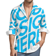 Cargar imagen en el visor de la galería, Camisa de manga larga para hombre con estampado de una sola imagen de gran tamaño LS personalizada con diseño de logotipo texto patrón fotos e impresión usted mismo