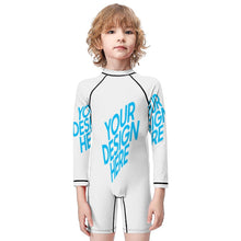 Cargar imagen en el visor de la galería, Bañador de Una Pieza Manga Larga de Natación Playa con Cremallera para Niños BT001 Personalizado con Foto Logo Patrón Texto