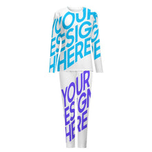 Cargar imagen en el visor de la galería, Traje de Pijama Suave de Dos Piezas Casual Manga Larga para Mujer BTZ Personalizado con Impresión Completa de dos imágenes con Foto Logo Patrón Texto