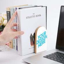 Cargar imagen en el visor de la galería, Sujetalibros de madera con base de metal Soporte para Estantes Oficinas Juego de un pares 2 piezas BG1613012 Personalizado Personalizada con Foto, Texto o Logo