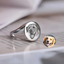 Cargar imagen en el visor de la galería, Anillo de Avatar de Mascota Perro Gato de Cobre Chapado en Oro / Oro Rosa para Mujer Hombre SS1409016 Grabado Personalizado con Imagen Foto Textos Nombres Letras
