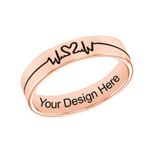Cargar imagen en el visor de la galería, Anillo con Diagrama de Latidos de Cobre Chapado en Oro / Oro Rosa J0028 Grabado Personalizado con Texto Nombre Letras