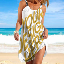 Cargar imagen en el visor de la galería, Vestido / Falda sin Mangas de Playa con Tirantes de Moda para Mujer AQ Personalizado con Impresión Completa de múltiples imágenes con Foto Logo Patrón Texto