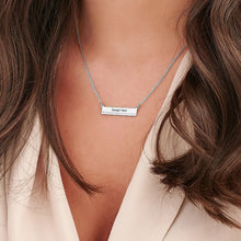 Cargar imagen en el visor de la galería, Collar de Barra de Diamantes de Plata 925 Chapada de Oro / Oro Rosa X0012 Grabado Personalizado con Texto Nombre
