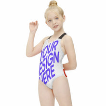 Cargar imagen en el visor de la galería, Bañador moda niña NT018 personalizado con patrón foto texto (impresión de imágenes múltiples)