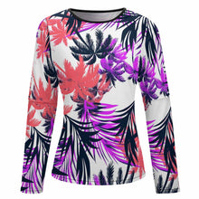 Cargar imagen en el visor de la galería, Camiseta Blusa hombro descubierto al aire fuera de manga larga para mujer NZ150 con impresión completa con una sola imagen Personalizada con Foto Texto o Logo