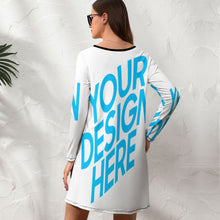 Cargar imagen en el visor de la galería, Vestido Estampado con Impresión Completa Cuello Redondo de Manga Larga para mujer NZ015 Personalizado de una imagen con Foto Logo Patrón Texto