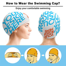 Cargar imagen en el visor de la galería, Gorro de natación con estampado unisex para adulto FS0809022 Personalizado Impresión con Foto Logo Patrón Texto