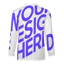 Cargar imagen en el visor de la galería, Camiseta polo manga larga hombre RL con cuello de punto con cremallera corta personalizado con patrón foto texto (impresión de imagen única)