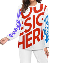 Cargar imagen en el visor de la galería, Camiseta de pijama de manga larga de calidad suave para mujer AL personalizado con patrón foto texto (impresión de imágenes múltiples)