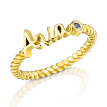Cargar imagen en el visor de la galería, Anillo espiral con letras de plata de ley 925 para mujer J0012 Personalizado grabado con texto nombre