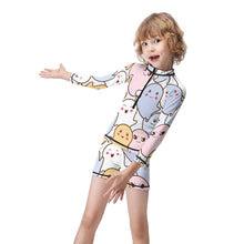 Cargar imagen en el visor de la galería, Traje de Baño de surf manga larga con cremallera patalones cortos para niños ET001 Personalizado con Impresión Completa con Foto Logo Patrón Texto