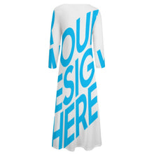 Cargar imagen en el visor de la galería, Vestido con Cuello Redondo de Manga Larga Elegante para mujer NZ2202048 Personalizado con Impresión Completa de una imagen con Foto Logo Patrón Texto