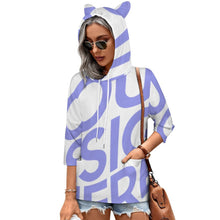 Cargar imagen en el visor de la galería, Sudadera con Capucha con Oreja Animal Suelta de Manga 3/4 para Mujer SDS004 Personalizada Impresion Completa de Una Imagen con Foto Logo Patrón Texto
