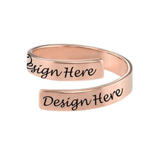 Cargar imagen en el visor de la galería, Anillo Abierto en Cobre Chapado en Oro / Oro Rosa J0017 Grabado Personalizado con Texto Nombre Letras