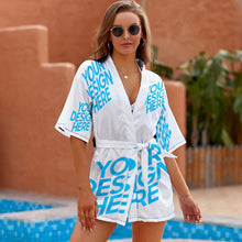 Cargar imagen en el visor de la galería, Ropa de Dormir Bata Kimono Corta Pijama Suave para Mujer JJ1210 Personalizada con Impresión Completa de una imagen con Foto Logo Patrón Texto