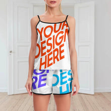 Cargar imagen en el visor de la galería, Conjunto de Ropa de Casa Casual de 2 Piezas top sin mangas pantalones cortos de Verano para Mujer SY0026 Personalizado con Impresión Completa de múltiples imágenes con Foto Logo Patrón Texto