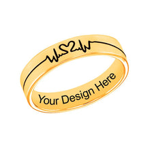 Cargar imagen en el visor de la galería, Anillo con Diagrama de Latidos de Cobre Chapado en Oro / Oro Rosa J0028 Grabado Personalizado con Texto Nombre Letras