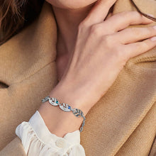 Cargar imagen en el visor de la galería, Pulsera Personalizada de Hojas y Piedras de nacimiento de Plata de Ley 925 / Cobre S0022 Grabada con Texto Nombre