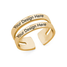 Cargar imagen en el visor de la galería, Anillo Clásica de Cobre de Dos Tiras / Doble Anillos para Mujer Hombre J0016 Grabado Personalizado con Texto Nombre Letras