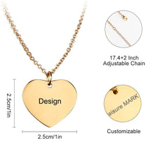 Cargar imagen en el visor de la galería, Collar de Corazón de Acero Titanio Chapado en Oro / Oro Rosa para Mujer Hombre SS1401094 Grabado Personalizado con Textos Nombres Letras
