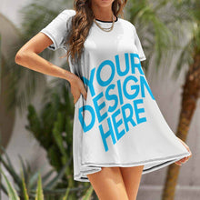 Cargar imagen en el visor de la galería, Vestido Holgado de Manga Corta Casual para Mujer NZ011 Personalizado con Impresión Completa con Foto Logo Patrón Texto