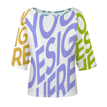 Cargar imagen en el visor de la galería, Camiseta Sexy hombro descubierto manga media para mujer BAT Personalizada con Impresión Completa de múltiples imágenes con Foto Logo Patrón Texto