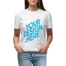Cargar imagen en el visor de la galería, Camiseta de manga corta boutique de alta 100% algodón para mujer NZ2205112 Personalizada con Impresión Frontal Trasera de dos imágenes con Foto Logo Patrón Texto