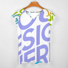 Cargar imagen en el visor de la galería, Camiseta Estampada de Mangas Cortas con Volantes Cuello en V para Mujer BUT Personalizada con impresión completa de múltiples imágenes con Foto Logo Patrón Texto