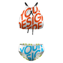 Cargar imagen en el visor de la galería, Bikini / Traje de baño estilo halter de tirantes BK2040 de mujer Personalizado con impresión completa de múltiples imágenes con Foto Logo Patrón Texto