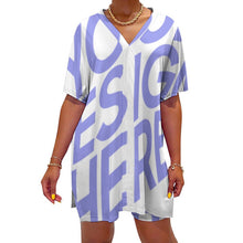 Cargar imagen en el visor de la galería, Camisa / Blusa / Camisola Conjunto de dos piezas manga de murciélago escote en V para mujer OTZ Personalizada con Impresión Completa de una imagen con Foto Logo Patrón Texto