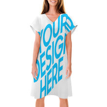 Cargar imagen en el visor de la galería, Vestido holgado de Manga Corta con Cuello en V para mujer NZ2202046 Personalizado con Impresión Completa de una imagen con Foto Logo Patrón Texto