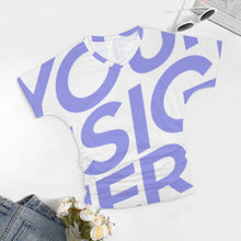 Cargar imagen en el visor de la galería, Camiseta Plisada Estampada de Moda de Manga Corta Cuello en V para Mujer BHT Personalizada Impresion Completa de Una Imagen con Foto Logo Patrón Texto