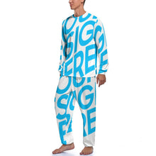 Cargar imagen en el visor de la galería, Ropa de Casa / Traje de Pijama de dos piezas suave manga larga cuello redondo para hombre JJ1201 Personalizada con Impresión Completa de una imagen con Foto Logo Patrón Texto