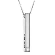 Cargar imagen en el visor de la galería, Collar de Barra Vertical con Diamante para Mujer Hombre X0004 Grabado Personalizado con Texto Nombre