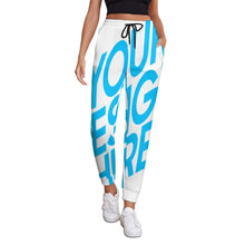 Cargar imagen en el visor de la galería, Pantalones de chándal con estampado completo para mujeres con estampado de una sola imagen personalizada con logotipo texto patrón fotos