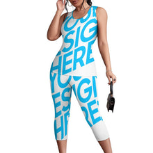 Cargar imagen en el visor de la galería, Camiseta sin manga pantalones cortos Traje / Conjunto ajustado de dos piezas para mujer PTZ Personalizada con Impresión Completa de una imagen con Foto Logo Patrón Texto