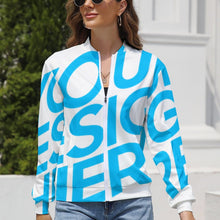 Cargar imagen en el visor de la galería, Chaqueta Manga Larga con Cremallera Casual Deportiva para Mujer LLJK Personalizada con Impresión Completa de una imagen con Foto Logo Patrón Texto