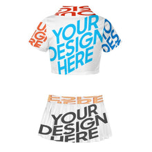 Cargar imagen en el visor de la galería, Disfraz de animadora uniforme crop top y falda 2 piezas para mujer personalizado con patrón foto texto (impresión de imágenes múltiples)