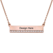 Cargar imagen en el visor de la galería, Collar de Barra de Diamantes de Plata 925 Chapada de Oro / Oro Rosa X0012 Grabado Personalizado con Texto Nombre