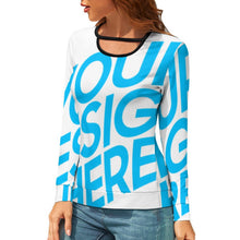 Cargar imagen en el visor de la galería, Camiseta Blusa de Moda Estilo Casual Sueltas Holgada Manga Larga Cuello Redondo para Mujer NZ051 Personalizada con Impresión Completa de una imagen con Foto Logo Patrón Texto
