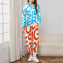 Cargar imagen en el visor de la galería, Conjuntos de sudadera y pantalones deportivos para mujeres y hombres personalizado con patrón foto texto (impresión de imagen única)