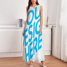 Cargar imagen en el visor de la galería, Vestido largo sin mangas con Estampado tallas grandes para mujer GQ Personalizado con Impresión Completa de una imagen con Foto Logo Patrón Texto