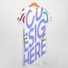 Cargar imagen en el visor de la galería, Vestido Largo Elegante de Manga Corta con Cuello en V y Bolsillo para Mujer BYQ Personalizado con Impresión Completa de Múltiples Imágenes con Foto Texto Patrón