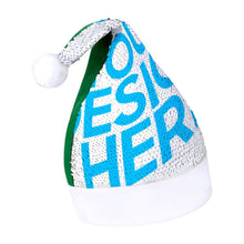 Cargar imagen en el visor de la galería, Gorros de Papá Noel con Lentejuelas con Diseño Personalizado de Tu Nombre o Imagen